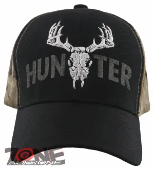 NEW! DEER HUNTER SKULL BUCK OUTDOOR SPORTS CAP HAT BLACK CAMO