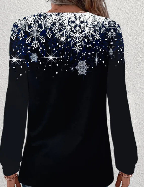 NEW MODLILY® Black Button Christmas Tree Print Long Sleeve Sweatshirt, Sz XL, Retails $58