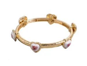 NEW! ROSE FLORAL HEART BANGLE