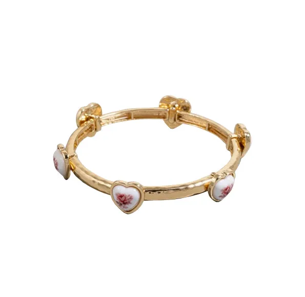 NEW! ROSE FLORAL HEART BANGLE