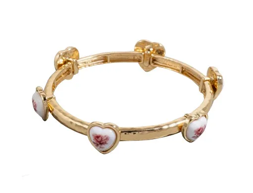 NEW! ROSE FLORAL HEART BANGLE