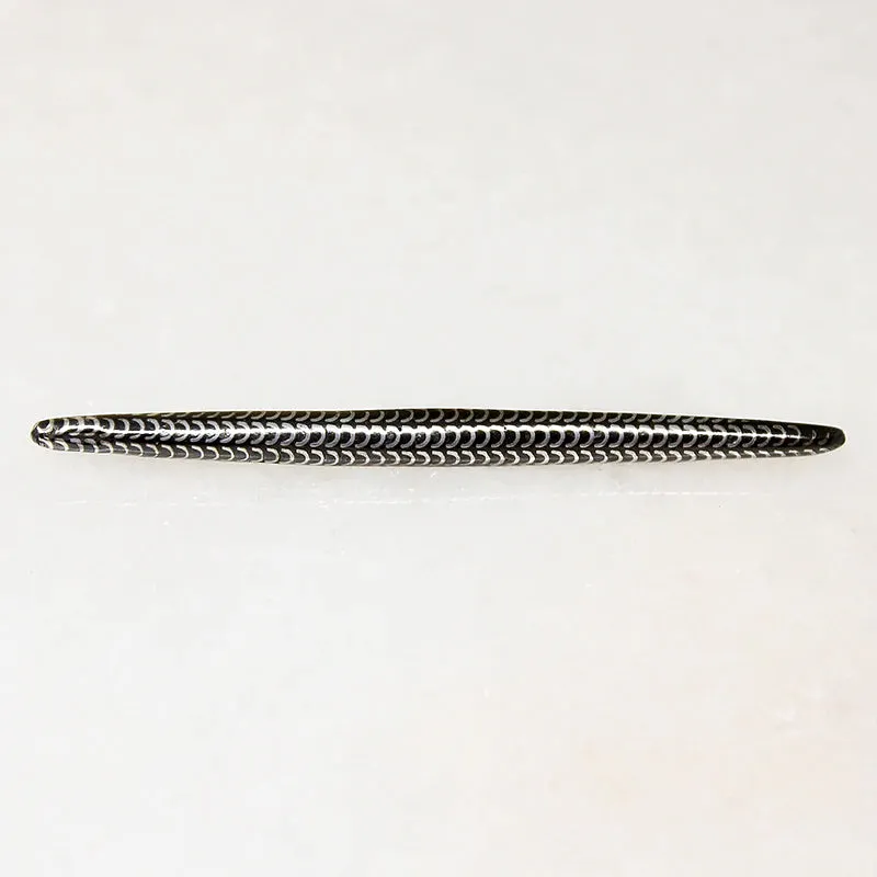Niello Enamel & Silver Patterned Bar Pin