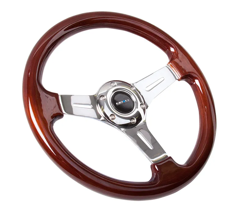 NRG ST-015-1CH 330mm Chrome 3 Spoke Classic Wood Grain Wheel