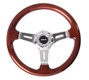 NRG ST-015-1CH 330mm Chrome 3 Spoke Classic Wood Grain Wheel