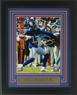 Odell Beckham Jr. Signed Framed NY Giants 8x10 Photo Throwing a TD Pass JSA ITP