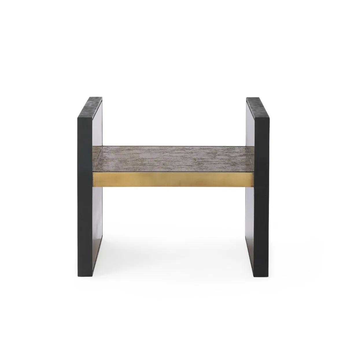 Odeon Bench/Side Table / Antique Brass and Dark Bronze