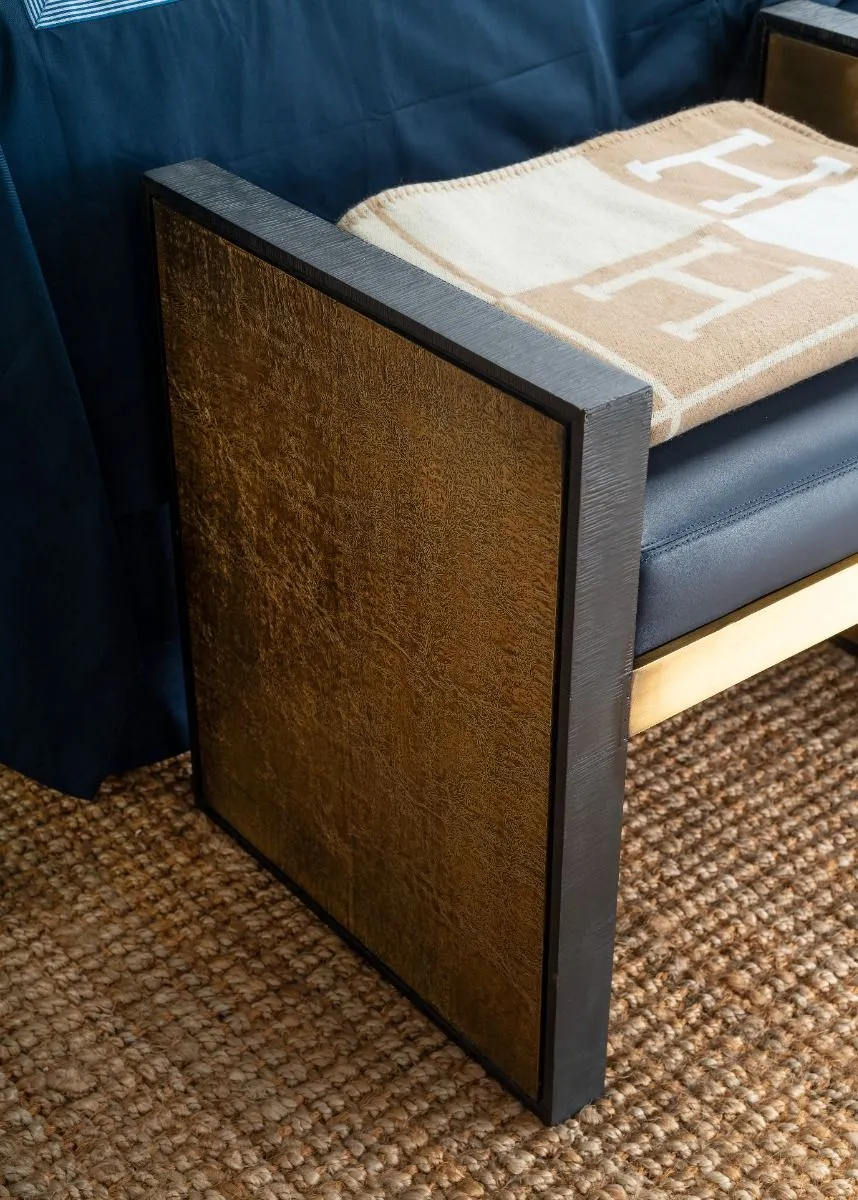 Odeon Bench/Side Table / Antique Brass and Dark Bronze