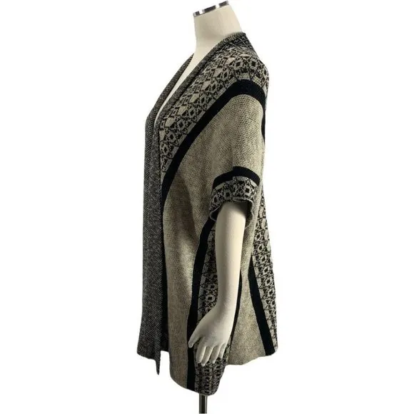 One World XL Sweater Cardigan Boho Shawl Ivory Bla