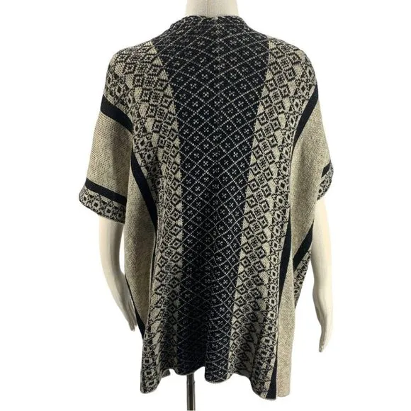 One World XL Sweater Cardigan Boho Shawl Ivory Bla