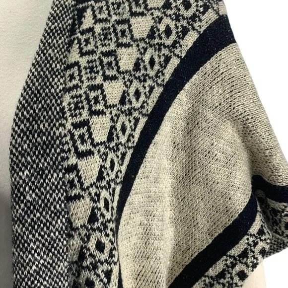 One World XL Sweater Cardigan Boho Shawl Ivory Bla