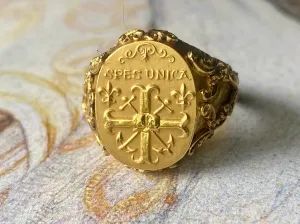 Ornate 18k Gold “Spes Unica” Ring