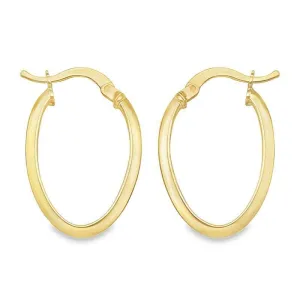 Oval Knife Edge Hoop Earrings in 10K and 14K Yellow Gold