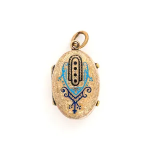 Oval Shades of Blue Enamel Antique Locket