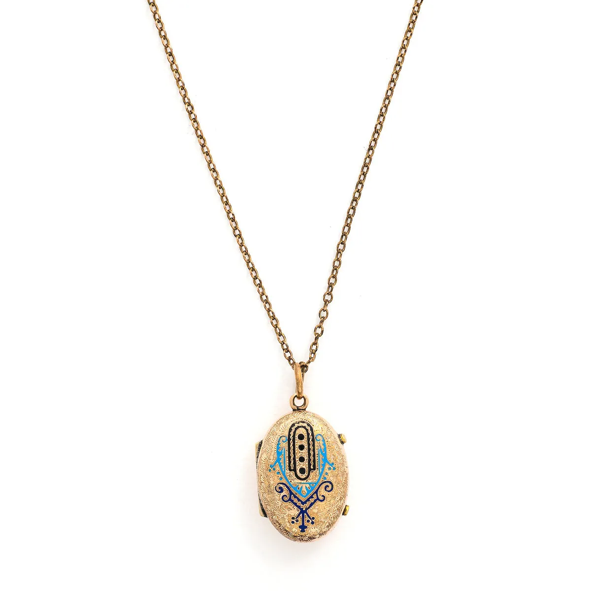 Oval Shades of Blue Enamel Antique Locket