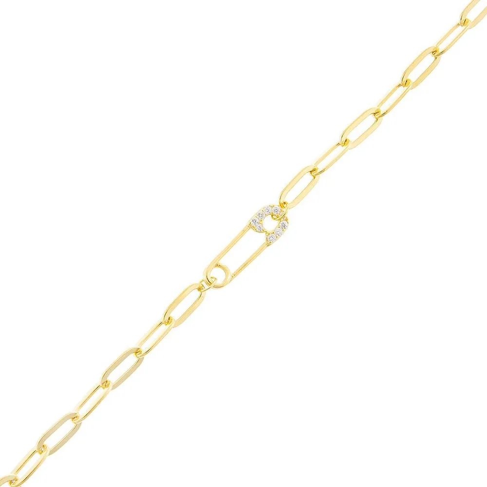 Pavé Safety Pin Link Bracelet