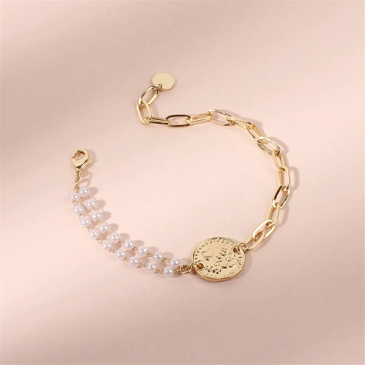 Pearl & 18K Gold-Plated Coin Adjustable Bracelet