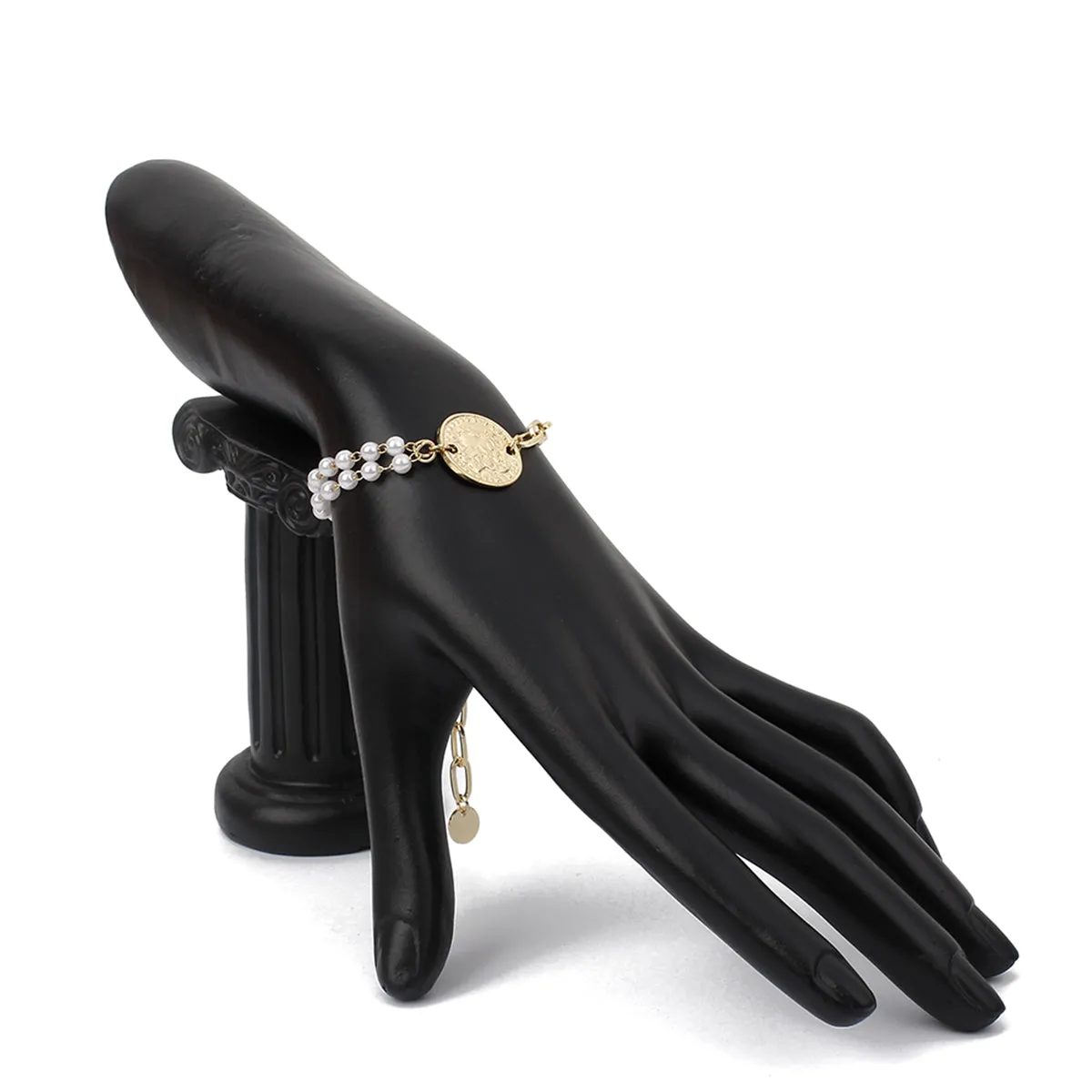 Pearl & 18K Gold-Plated Coin Adjustable Bracelet