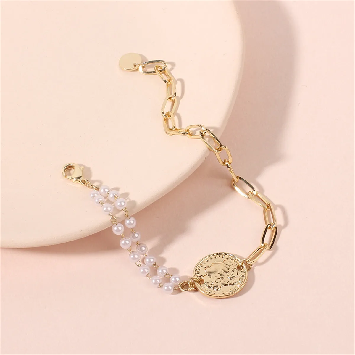 Pearl & 18K Gold-Plated Coin Adjustable Bracelet