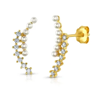 PEARL & CZ CLIMBING STUDS, GOLD