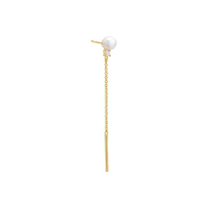 Pearl Chain Bar Drop Stud Earring
