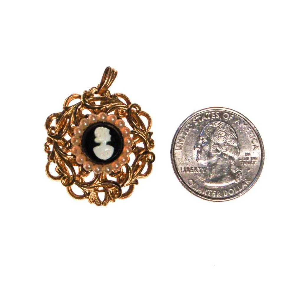 Petite Gold Tone Cameo Pendant Necklace