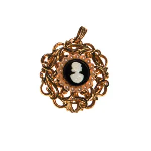Petite Gold Tone Cameo Pendant Necklace
