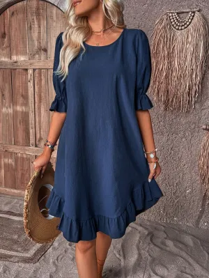 Petronella® | Puff Sleeve Ruffle Dress For Women