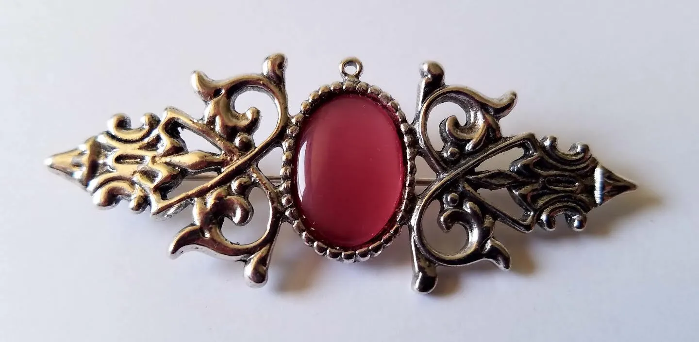 Pink Cat's Eye Brooch