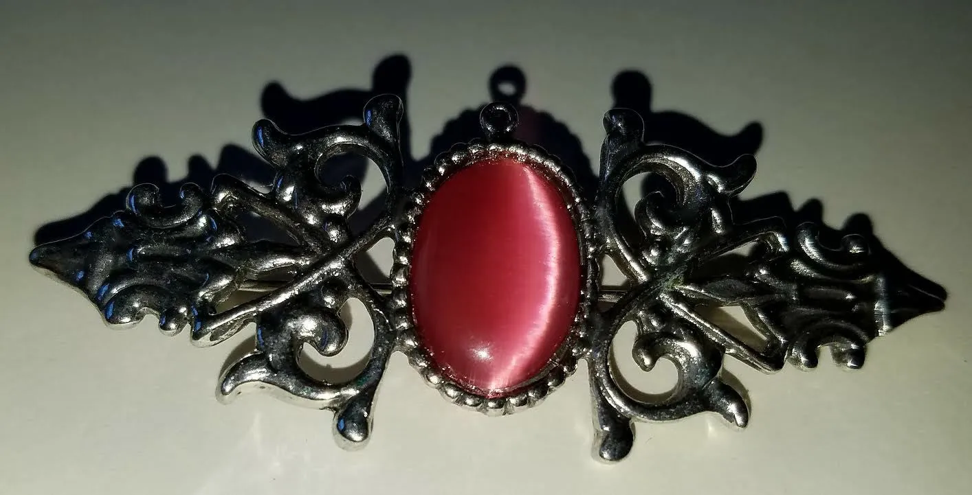 Pink Cat's Eye Brooch