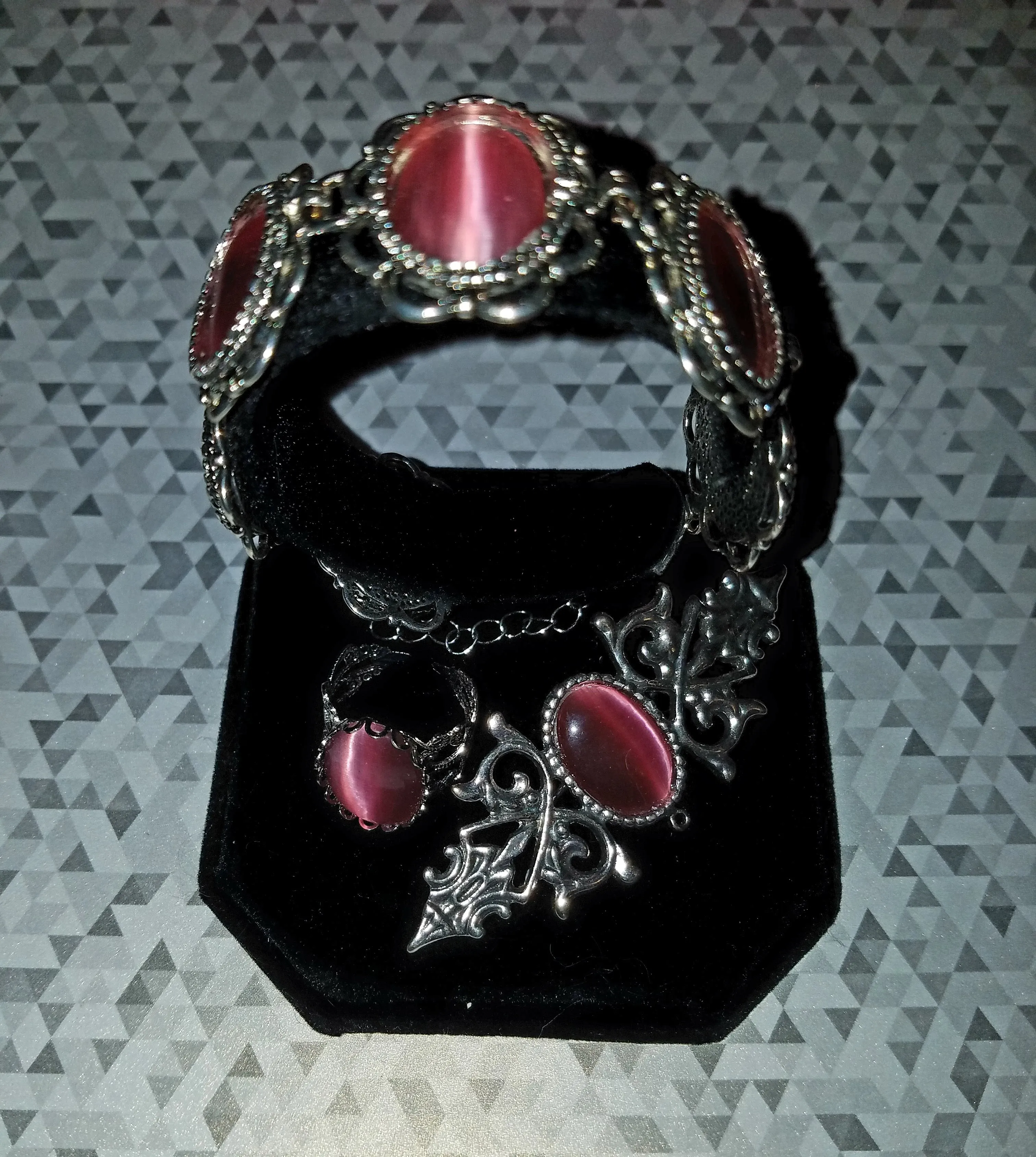 Pink Cat's Eye Brooch