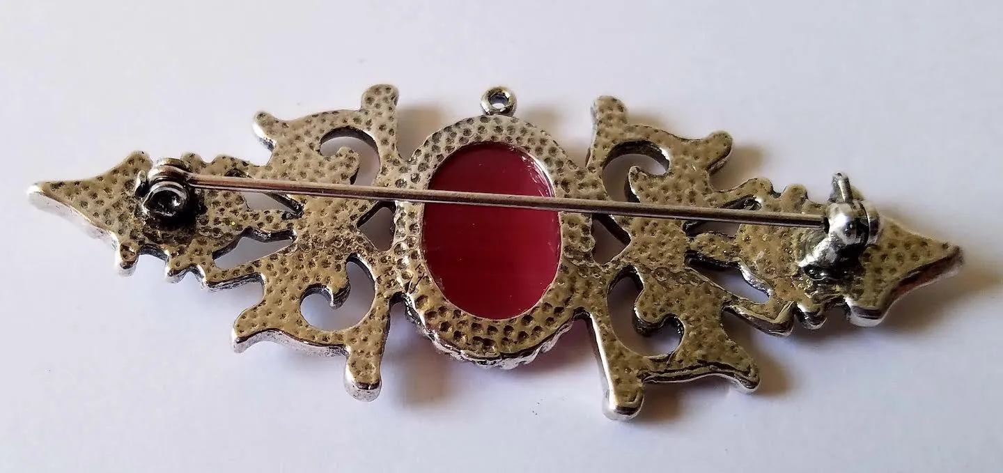 Pink Cat's Eye Brooch