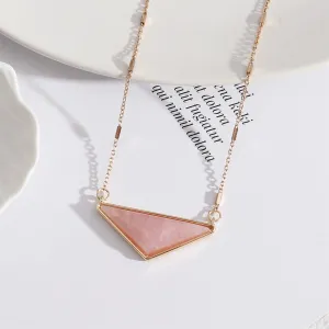 Pink Crystal & 18K Gold-Plated Triangle Pendant Necklace