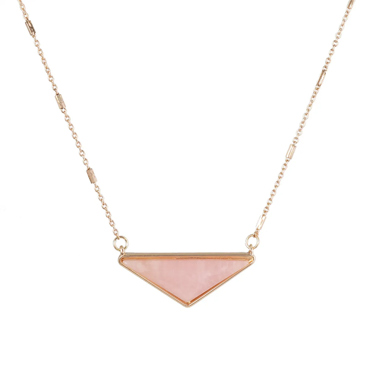 Pink Crystal & 18K Gold-Plated Triangle Pendant Necklace