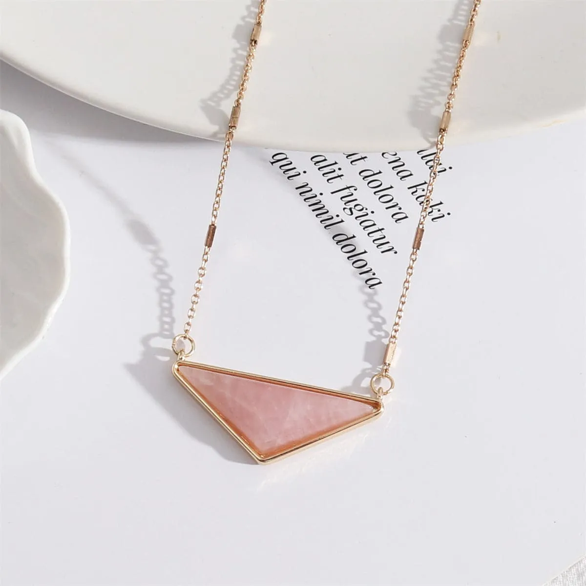 Pink Crystal & 18K Gold-Plated Triangle Pendant Necklace