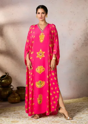 Pink trinkets patchwork kaftan