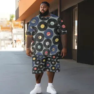 Plus Size Printed Record Casual Two Piece Set 2404001475