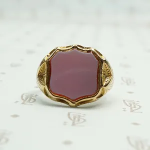 Powerful Red Agate Edwardian Signet Ring