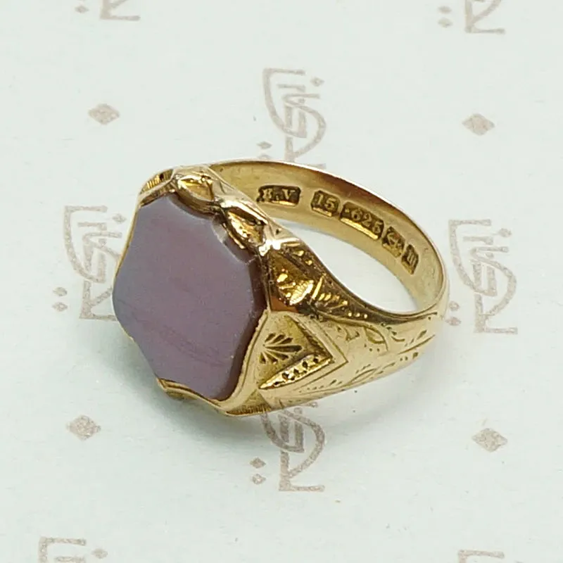 Powerful Red Agate Edwardian Signet Ring