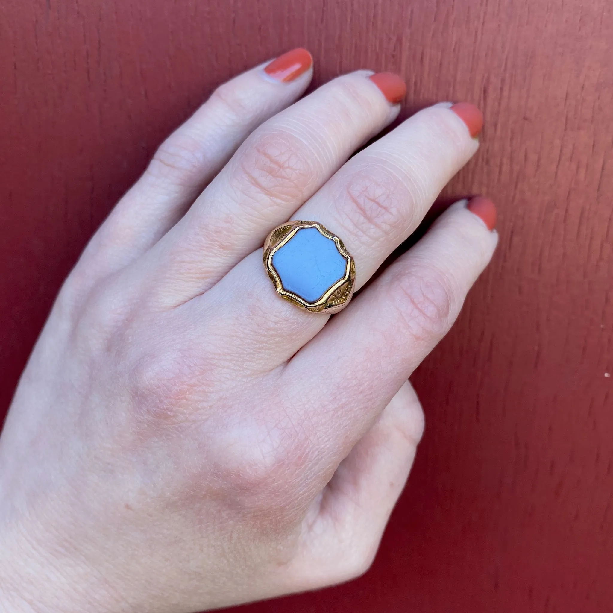 Powerful Red Agate Edwardian Signet Ring