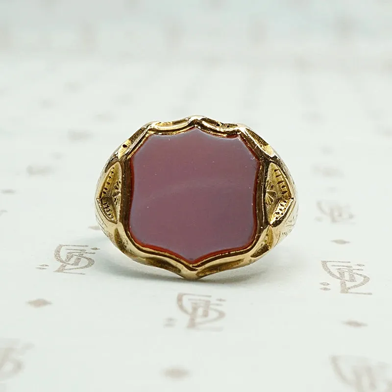 Powerful Red Agate Edwardian Signet Ring