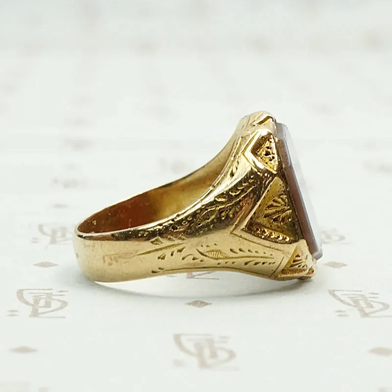 Powerful Red Agate Edwardian Signet Ring