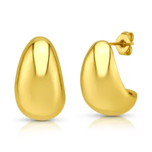 PUFF TEAR DROP EARRINGS, GOLD