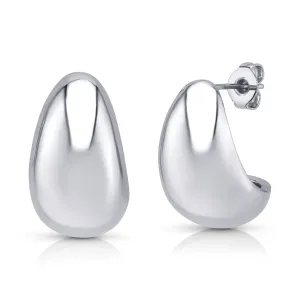 PUFF TEAR DROP EARRINGS, SILVER
