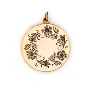 Purple Forget-Me-Not Wreath Antique Locket