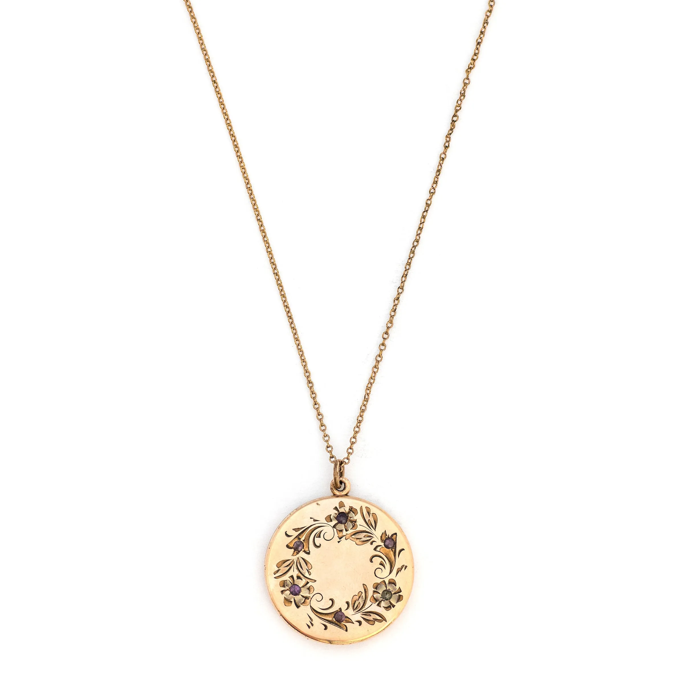 Purple Forget-Me-Not Wreath Antique Locket