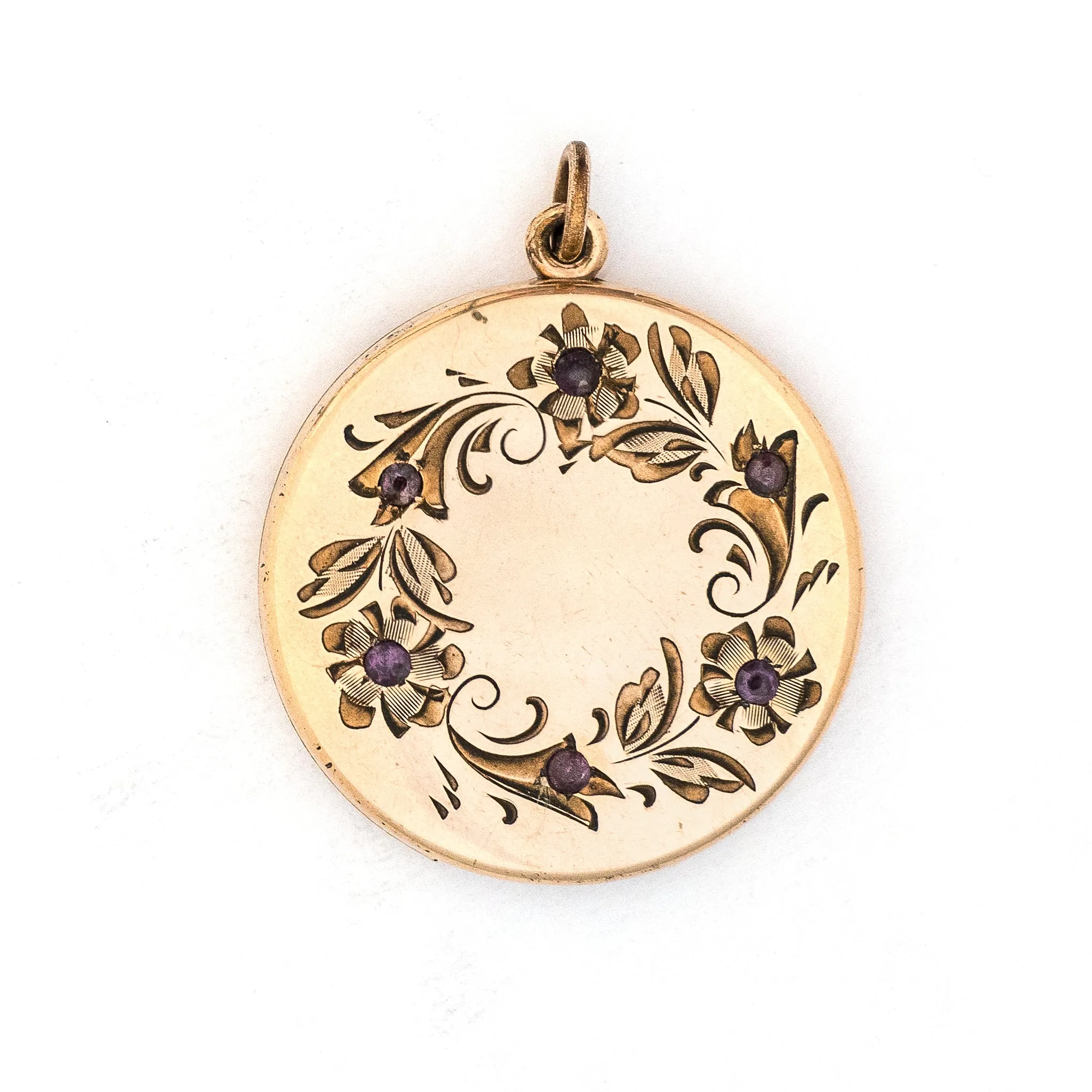 Purple Forget-Me-Not Wreath Antique Locket