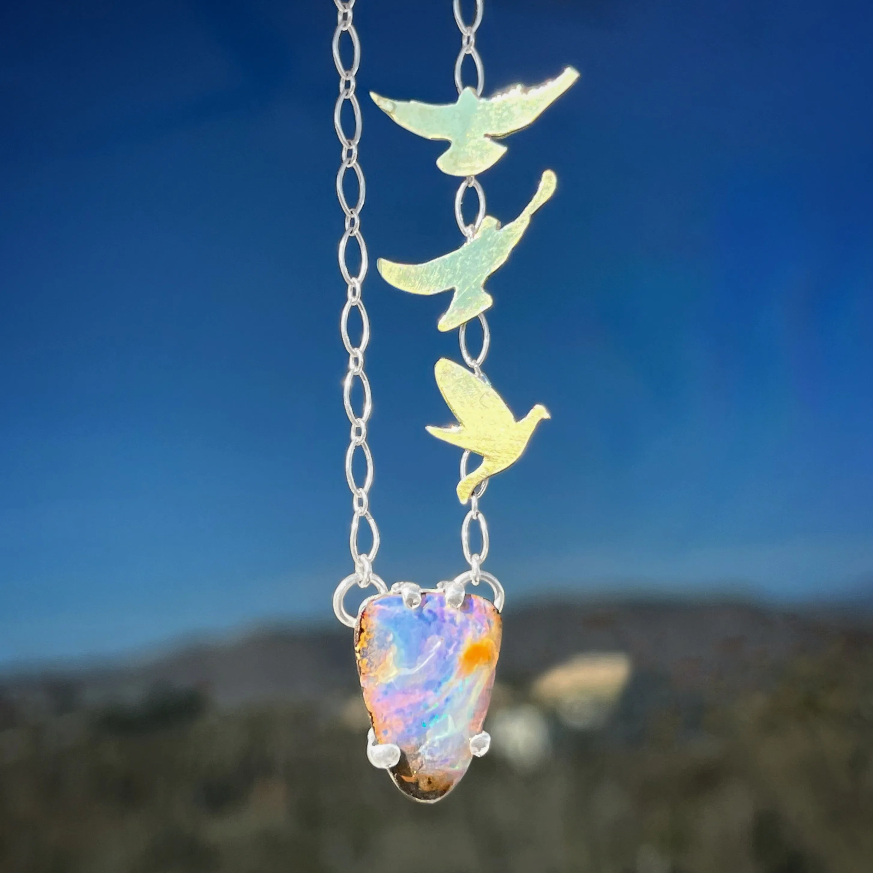 "Set Me Free" necklace with Australian boulder opal