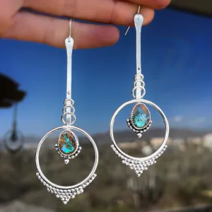 Rare crystal pipe opal pendulum earrings in silver