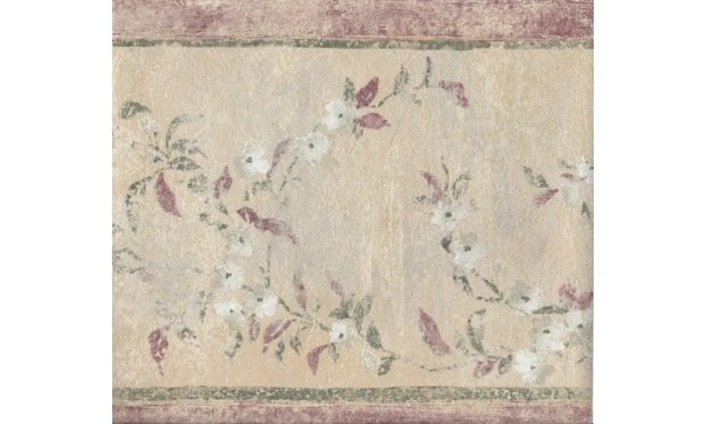 Red Green Cream Floral BT77072B Wallpaper Border