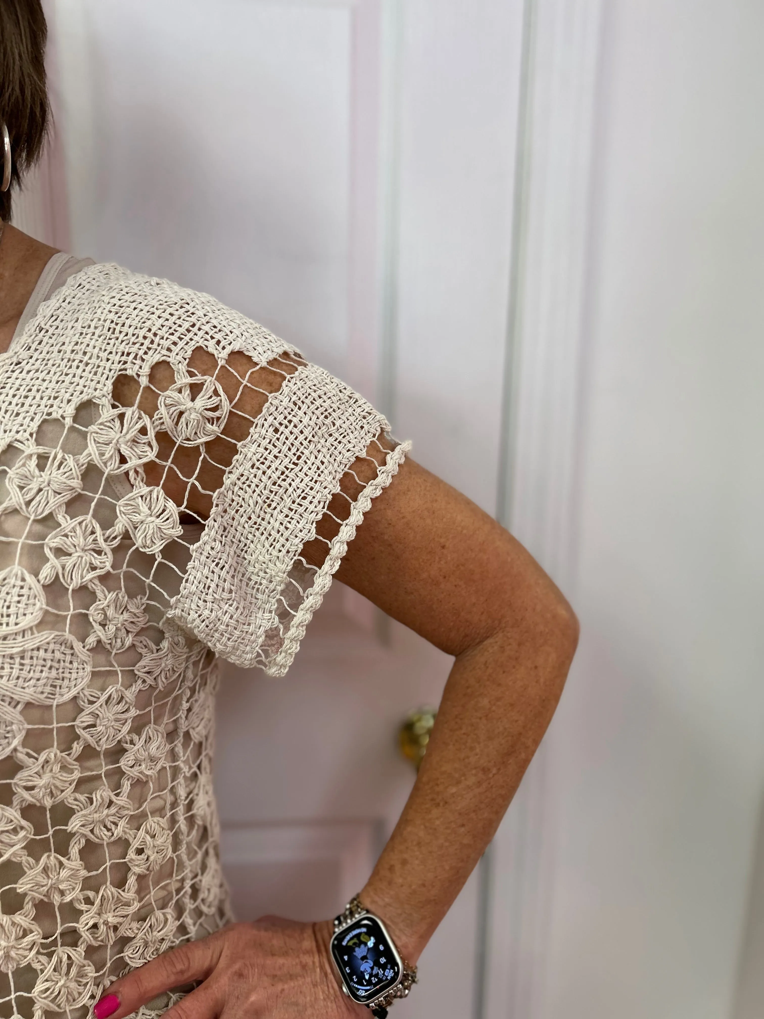 Rejane Short Sleeve Crochet Top